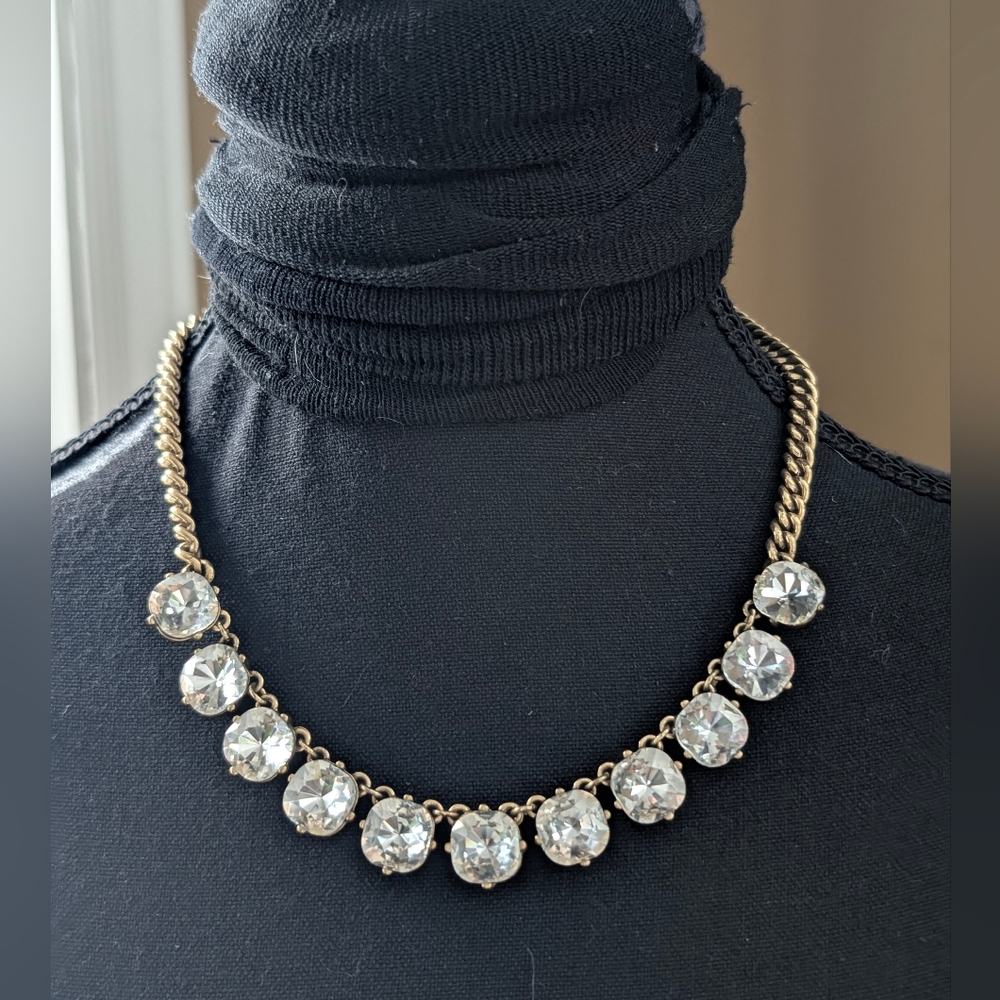 J.Crew Crystal Station Necklace | Gold Tone Chain